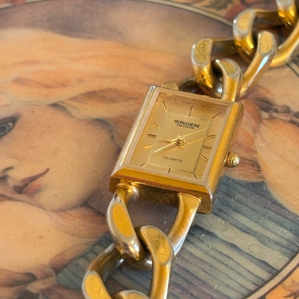 Gruen Gold Quartz Chunky Watch ESTATE